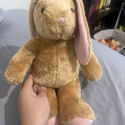 2017 Build-A-Bear BABW Plush Brown Bunny Rabbit Pink Ears Stuffed Animal 15”
