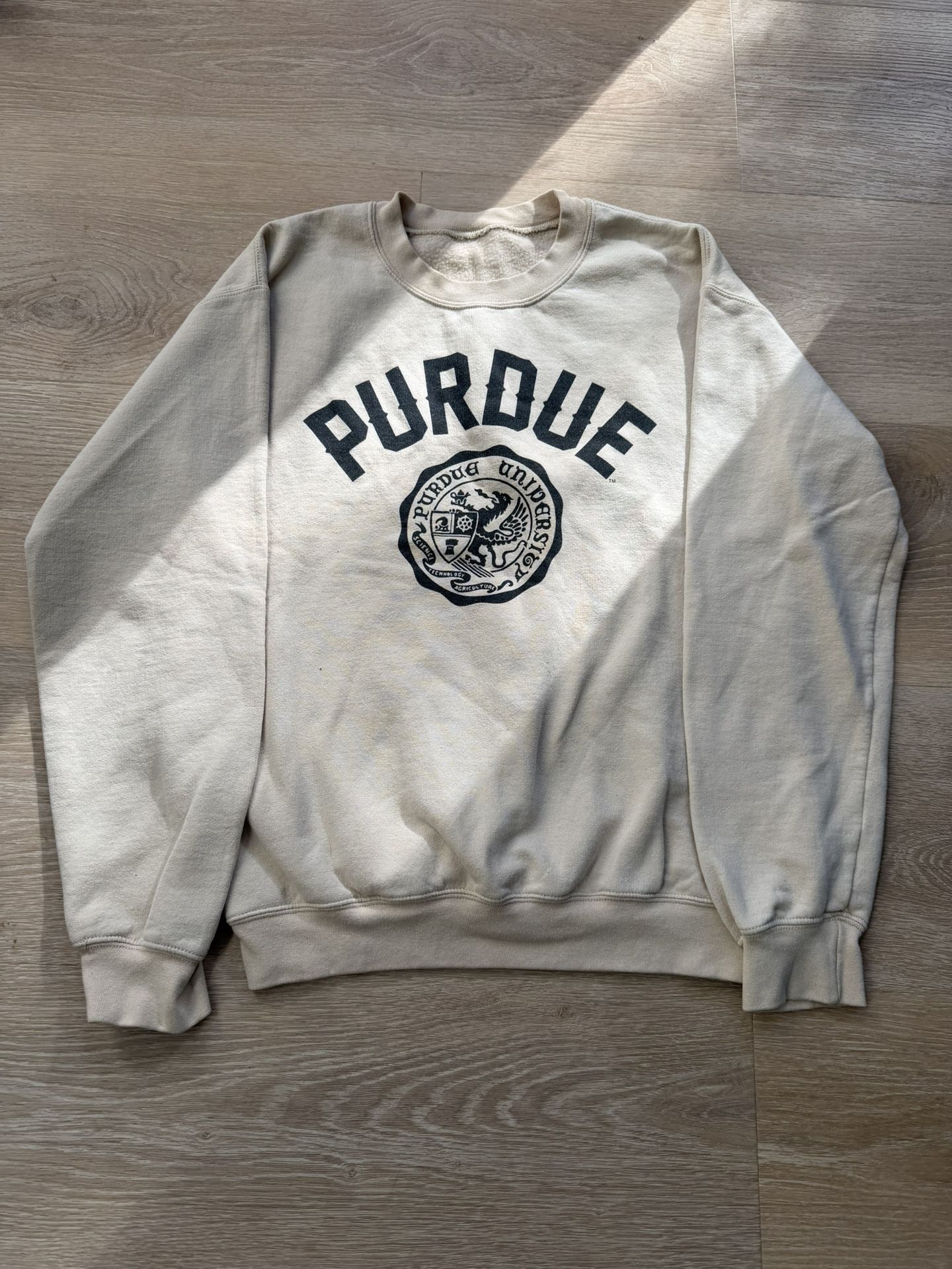 Vintage Purdue University Sweatshirt - Cream/Beige