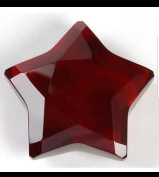 ROSENTHAL CRYSTAL RED STAR PAPERWEIGHT