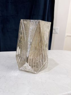 Mercury Glass Vase – Antiqued Champagne Gold, Geometric