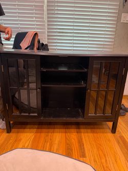 Dark Espresso  Wood TV Stand with Glass Cabinets $50 OBO