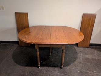 Vintage Wood Drop-Leaf Dining Table with Turned Legs