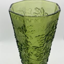 Vintage Indiana Glass Colony Green Glass Harvest Grape Pattern Vase