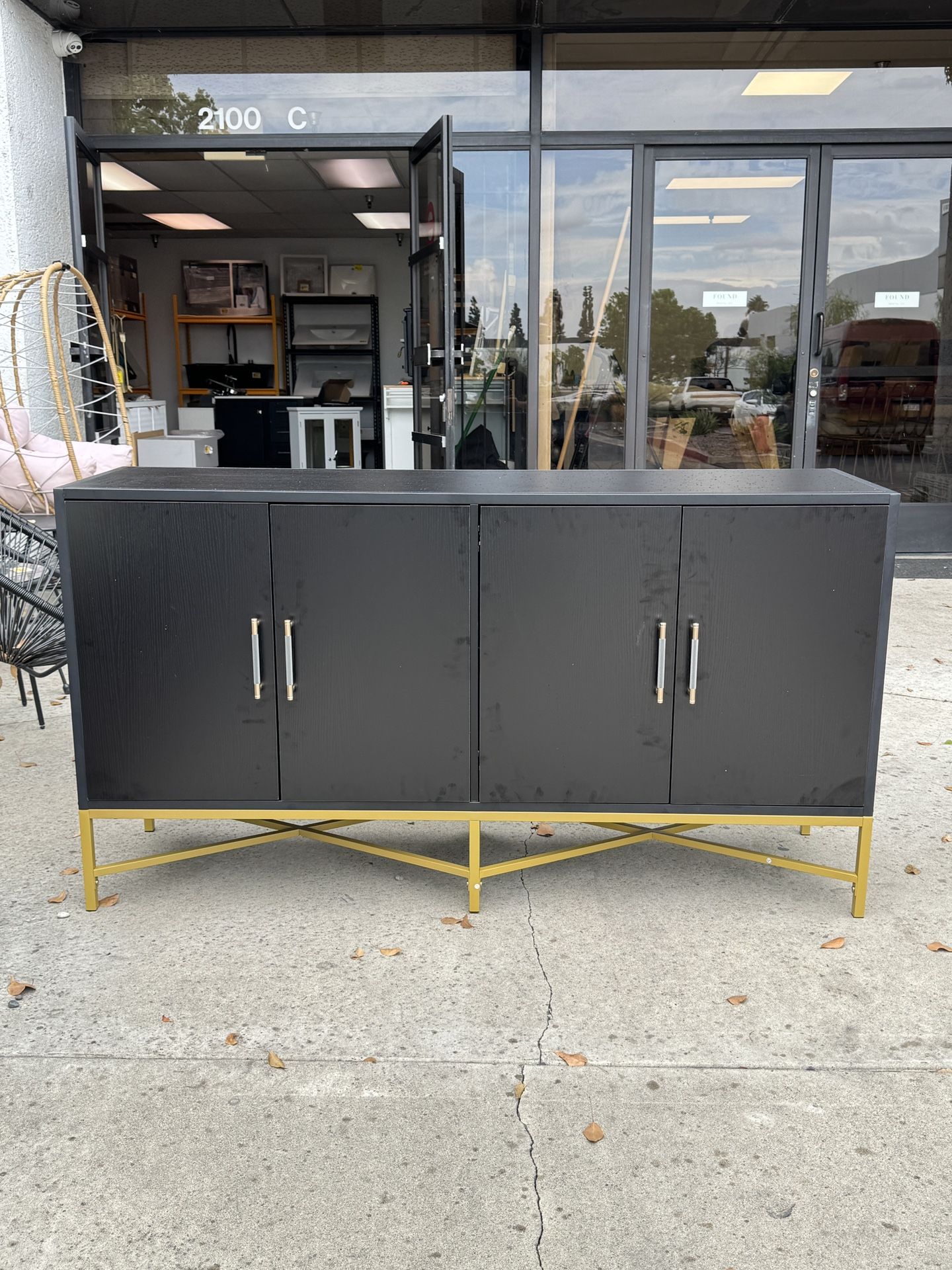 $95.00!! New 62” Black Wooden Buffet Cabinet Storage Accent Cabinet Entryway Console Table