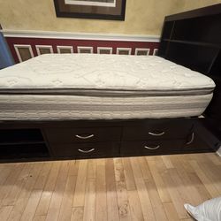 Full pedestal bed with headboard and drawers