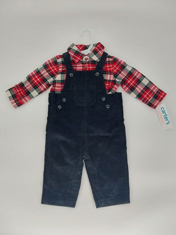 Carters Plaid Shirt and Blue Pants Baby Outfit Size 6m