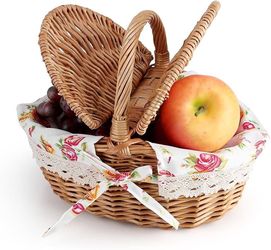Wicker Picnic Basket with Floral Liner