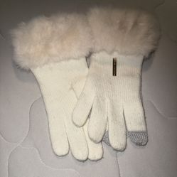Michael Kors Cream Faux Fur-Trimmed Gloves NWOT