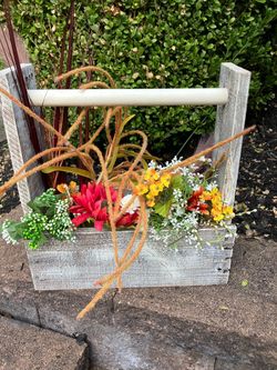 Handmade Decorative Wooden Box - Faux Florals Included! 🌺 🍃 🍁 🌹