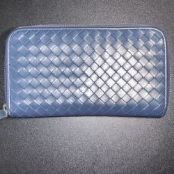 Bottega Veneta Intrecciato Long Wallet Leather Navy (COA 100% Authentic)