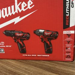 Milwaukee M12 12V Cordless Drill Driver/Impact Driver Combo Kit 2494-22