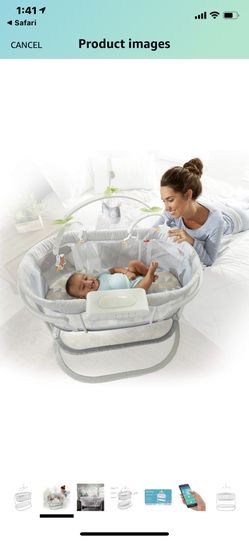 Fisher-Price Soothing Motions Bassinet with Smart Connect - Swaying Newborn and Infant Bassinet with Soothing Features Controlled by Smart Device