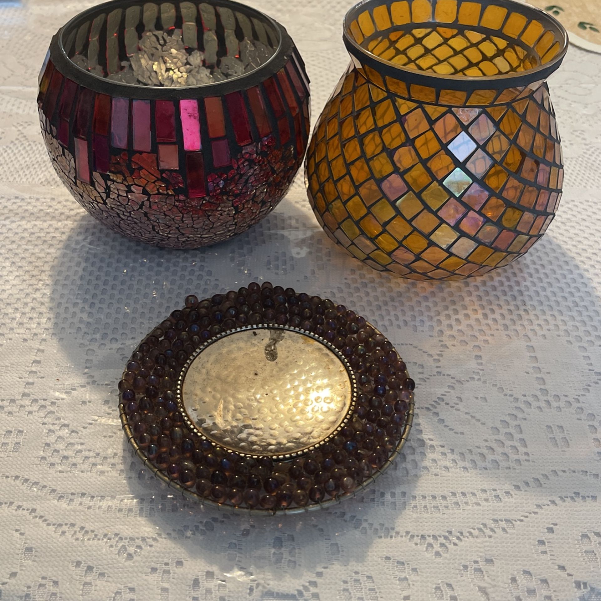 Iridescent Glass Vases $ Candle Holder