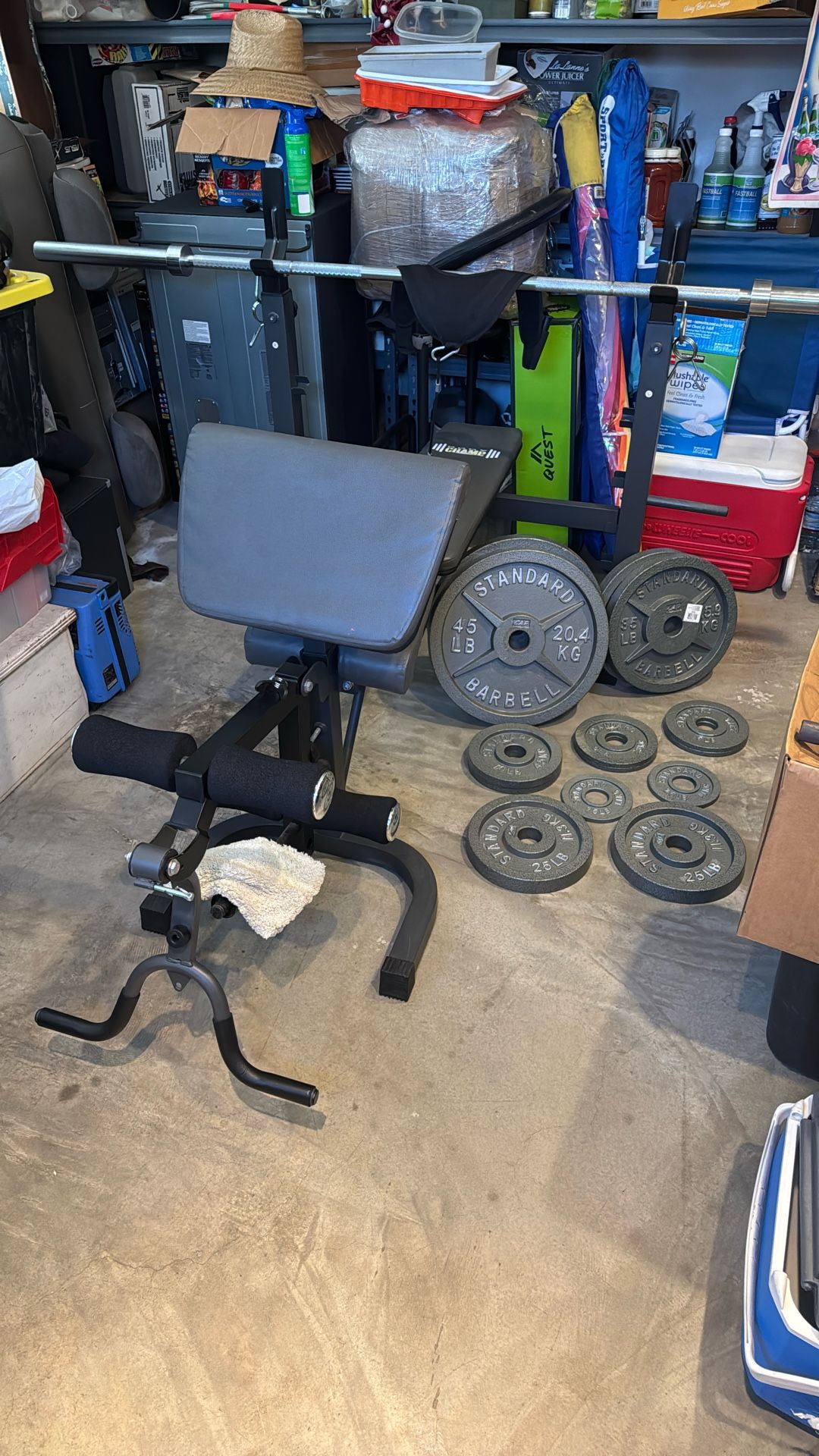 Complete Bench Set Up. (Olympic weight bench.)