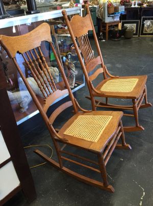 Pair Sewing Chairs Rockers Rocking Wood Carved Cane Seats For Sale In Rome Ga Offerup