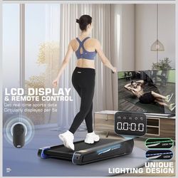 FUNMILY Smallest Walking Pad with Incline, 2 in 1 Under Desk Treadmill for Home Office, Mini Compact Treadmill, 2.5 HP Walking Treadmill 300lbs Weight