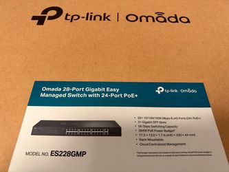 Omada 28-Port Gigabit Easy Managed PoE Switch with 24-Port PoE+, ES228GP