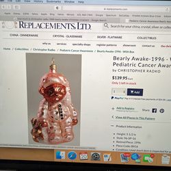 Christopher Radko 1996 “Bearly Awake” Christmas Ornament 