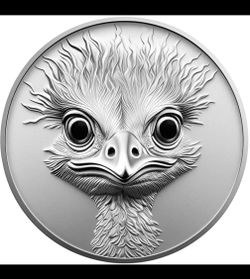 1 Gram 999 Fine Silver Round  Ostrich / Emu Head Design - Brilliant Uncirculated