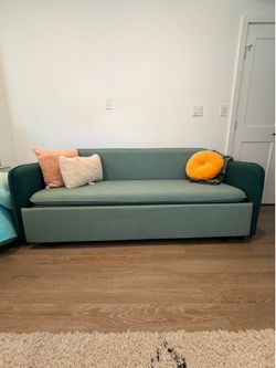 Modern Velvet Sleeper Sofa / Pull-Out Couch with Storage – Sage Green