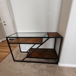 Narrow Entry Hall Table Glass And Wood