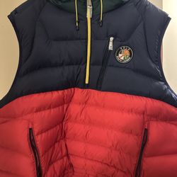 Polo Ralph Lauren Mens Large Big Cookie Crest Down Puffer Hooded Vest 