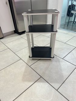 3-Tier Small Shelf Stand Black and White