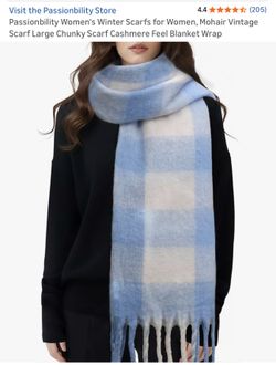 New in box large warm blue women’s scarf