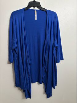 Womens 2X/3X Rhonda Shear Blue Cardigan