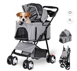 3-in-1 Detachable Pet Stroller, Foldable Dog & Cat Stroller with Car Seat Carrier, Cup Holder & Storage Basket,