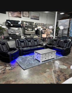 3pc power recliner sofa set with USB LED lighted