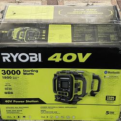 Brand New RYOBI 40V 1800-Watt Portable Battery Power Station Inverter Generator and 4-Port Charger