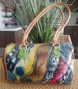 HAND PAINTED LEATHER PURSE