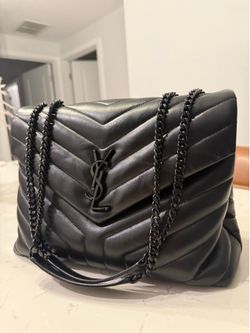 Authentic Saint Laurent LouLou Medium Black Shoulder Bag