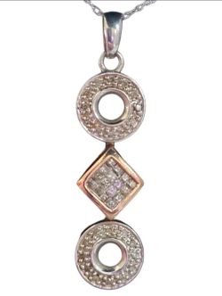 10K White Gold Yellow Gold Diamond Pendant Necklace