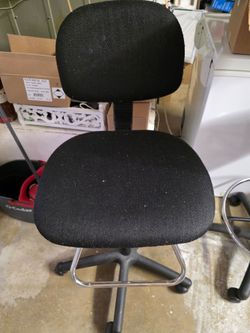 Black Adjustable Drafting/Office Chair with Backrest and Wheels