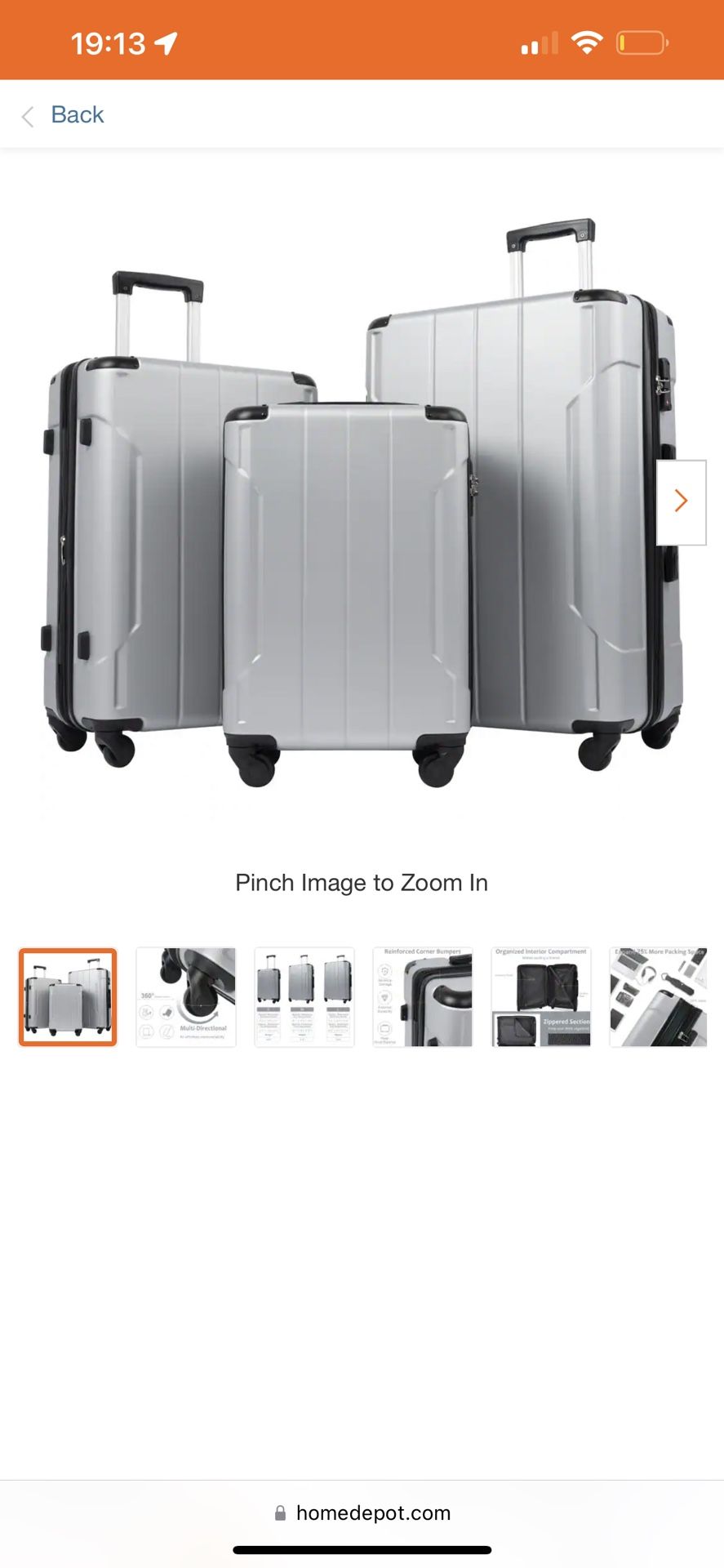 Eccomum Hardshell Luggage Sets 3 Pcs Spinner Suitcase with TSA Lock Lightweight 20\'\'24\'\'28\'\'-Silver