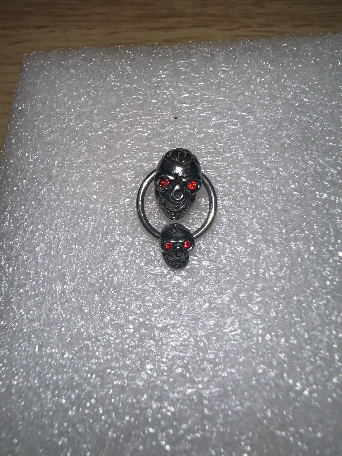 KILLSTAR GOTHING SKULL NOSE RING - RED GEMS & SILVER COLOR W/ BACKING BRAND NEW.