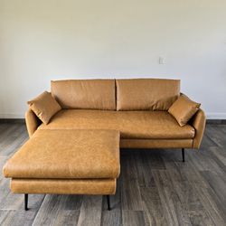 New Leather Couch With Ottoman