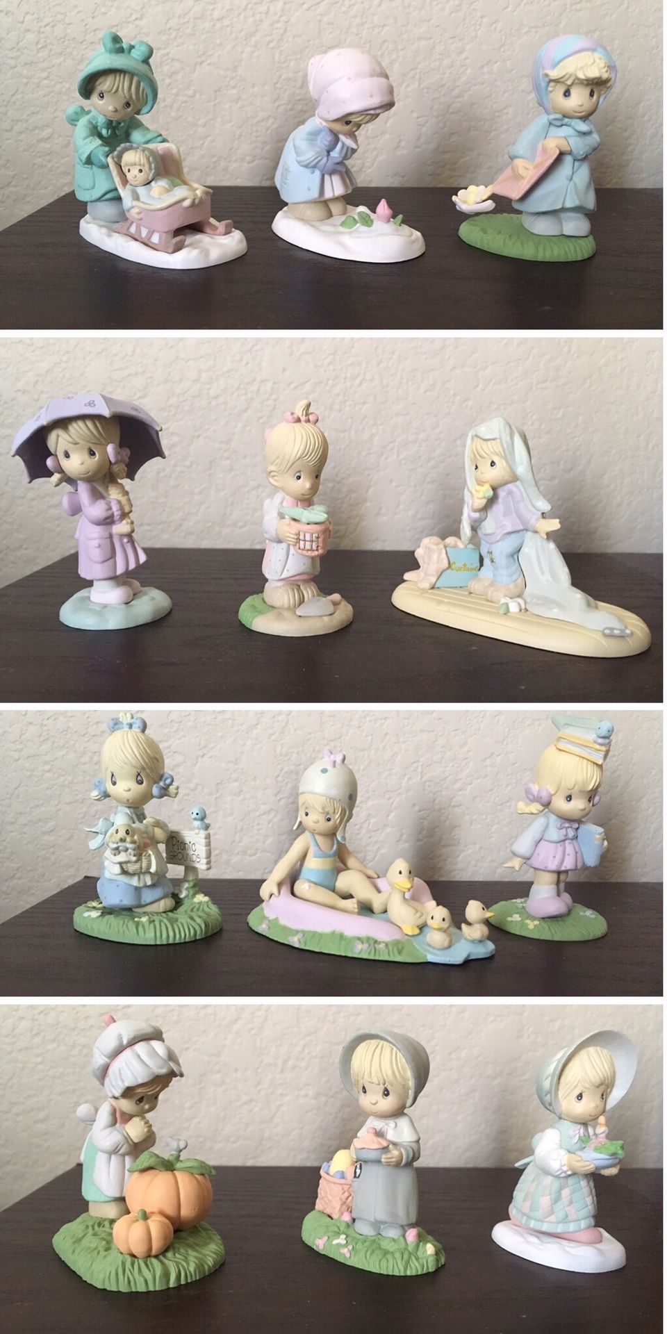 Precious Moments 1989 Miniature Calendar Figurines Full Set