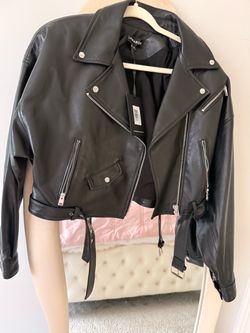 Lamarque Black Leather Moto Jacket NWT