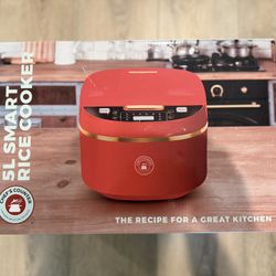 New In Box Chef's Counter 5L Smart Rice Cooker Electric Steam Red Gold Model