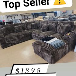 Super Plush U SHAPE  Sectional.  Has POP UP SLEEPER AND STORAGE CHAISE 