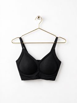 Seamless V-Neck Wireless Bralette Black M | Stretch Comfort Everyday Bra Top