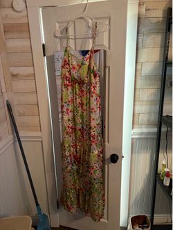 old navy ruffle flower silk dress M