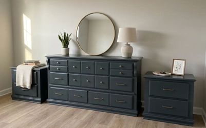Refinished Solid Wood Bedroom Set – Dresser + 2 Matching Nightstands