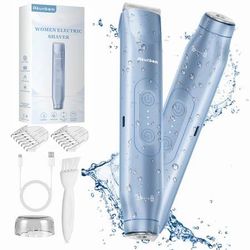new 2 in 1 Women Electric Shaver Dual Head Bikini Trimmer for Women IPX7 Waterproof Wet & Dry Use Body Hair Trimmer and Facial Hair Remover for Bikini