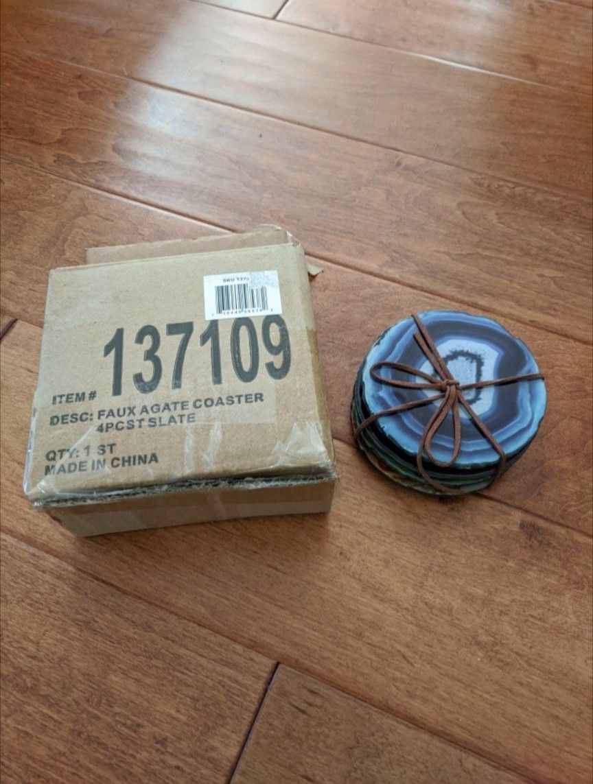 Faux Agate Coaster 4 Pcs Slate