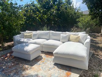Oversized White Cloud Modular Sectional + Ottoman