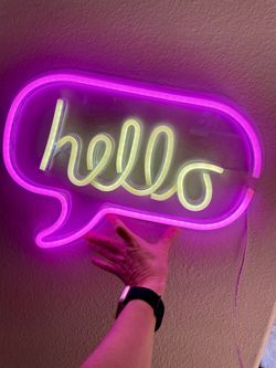 Neon HELLO sign